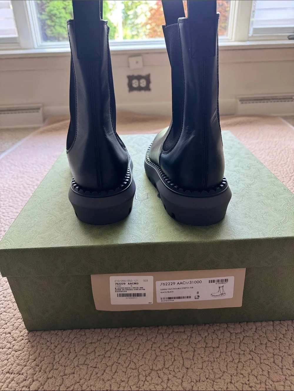Mens Gucci Black Leather Sierra Calf/Double Stretch Boots